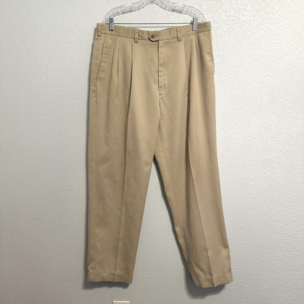 Callaway Pro Spin Pants 38x31 Pima Cotton Blend Pleated Beige Golfcore Vintage